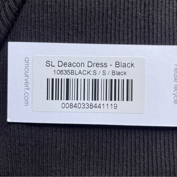 Amour Vert Deacon Organic Cotton Dress Black Size Small NWT - Picture 9 of 11